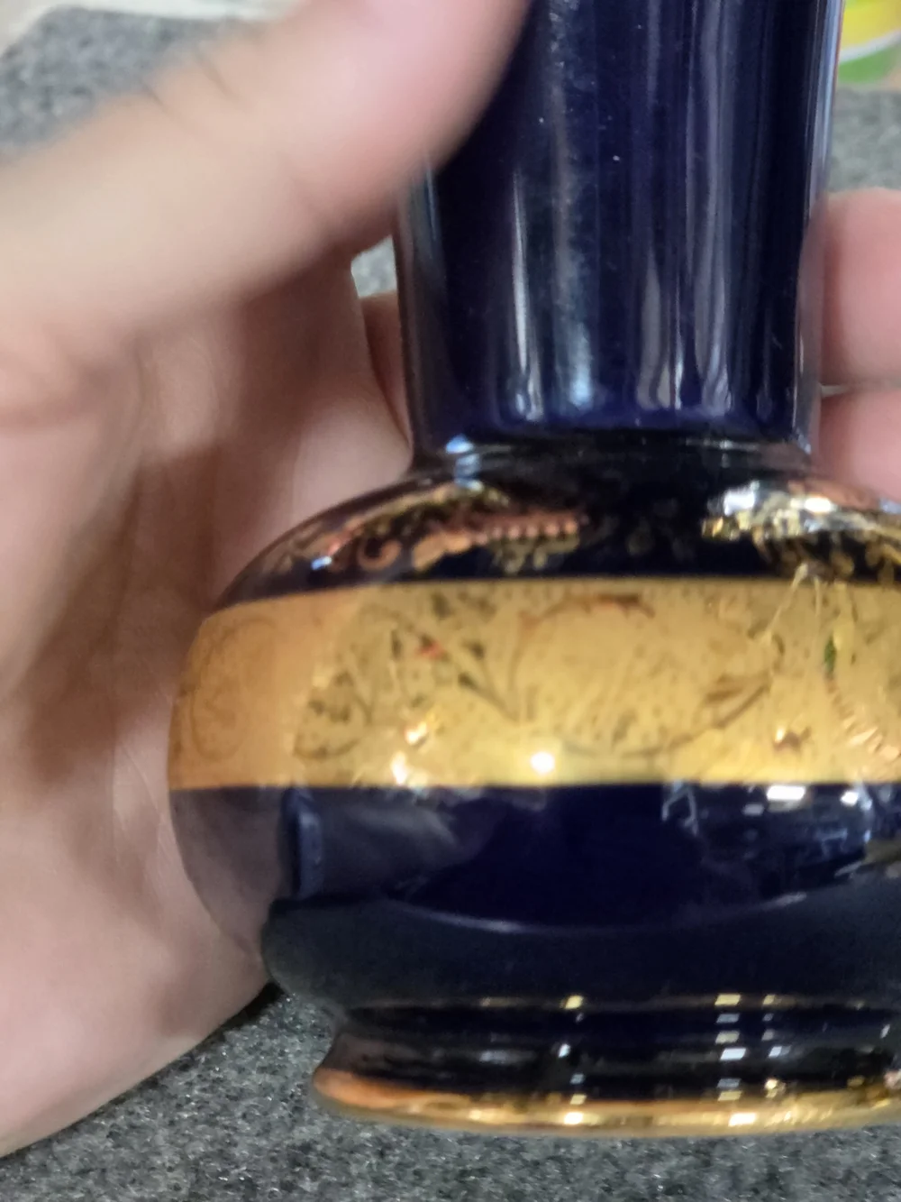 AT-1 Luxurious Cobalt Blue and Gold Ornate Vase